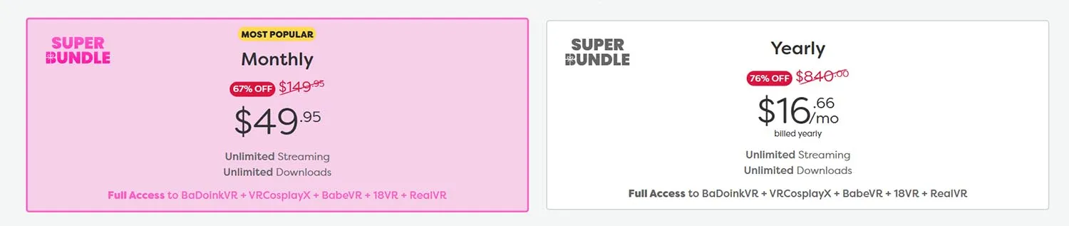 18 vr pricing bundle