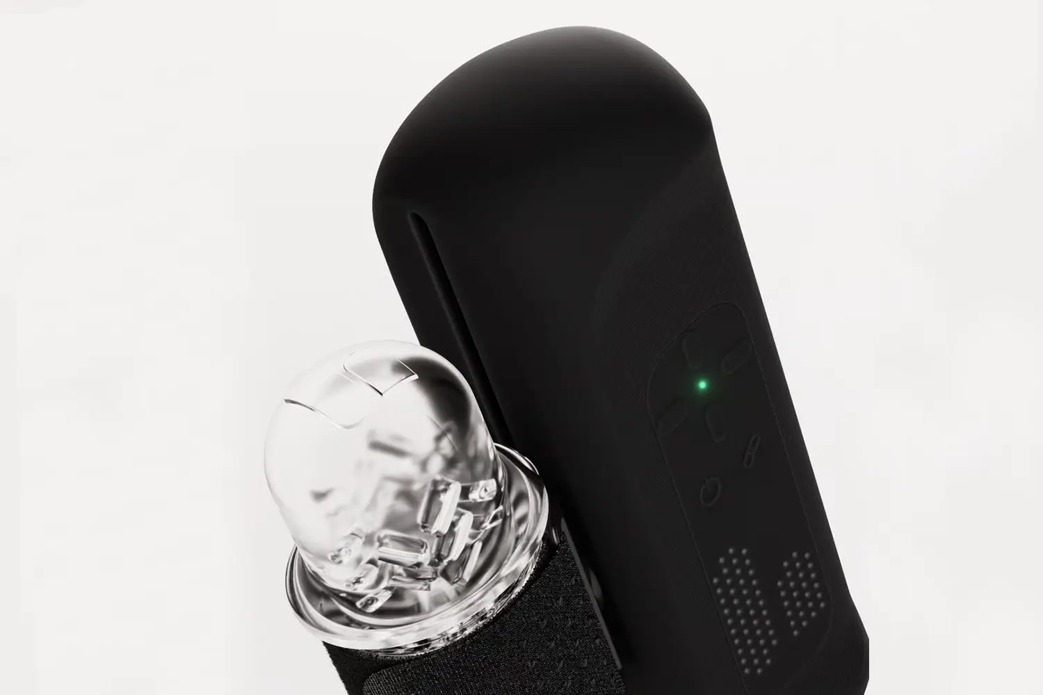 The Handy 2 control pad with four physical buttons and green status LED, identical on Handy 2 and Handy 2 Pro