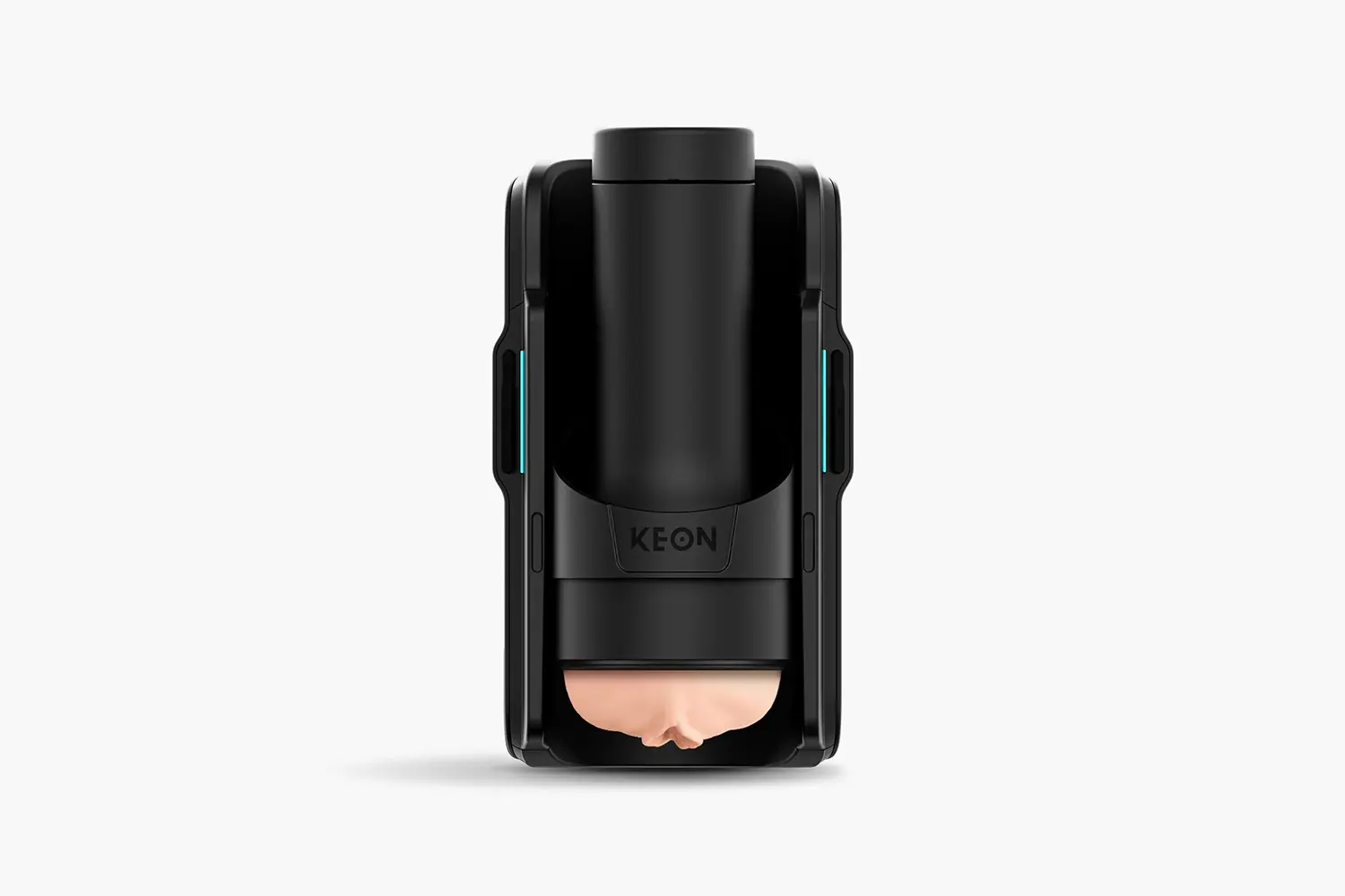 Kiiroo Keon 2 launch product shot: second-generation interactive stroker with front-facing controls, universal sleeve adapter, dual Bluetooth and WiFi connectivity