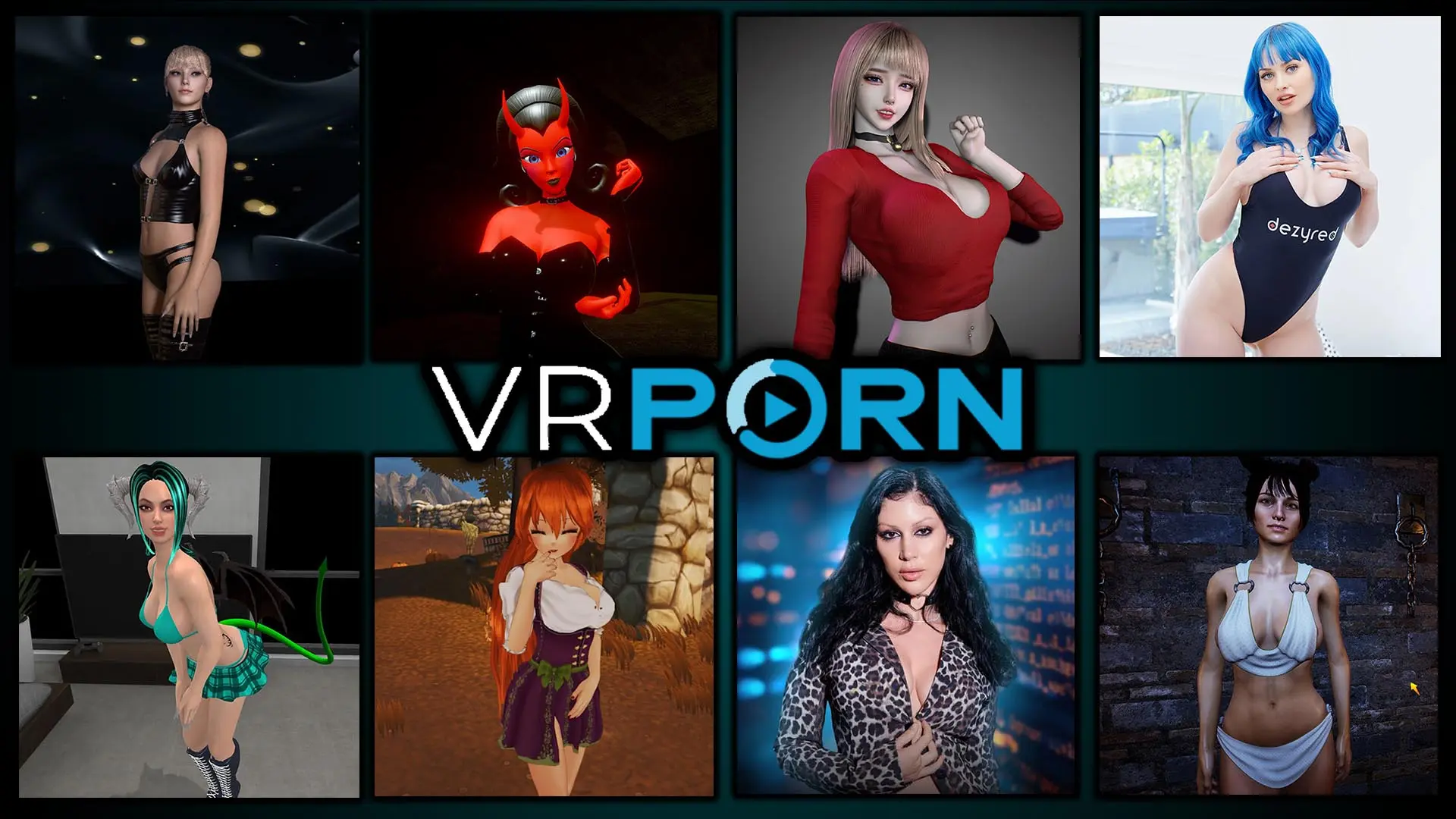 VRPorn.com game pack hero showing the browser-based VR porn games included in Premium