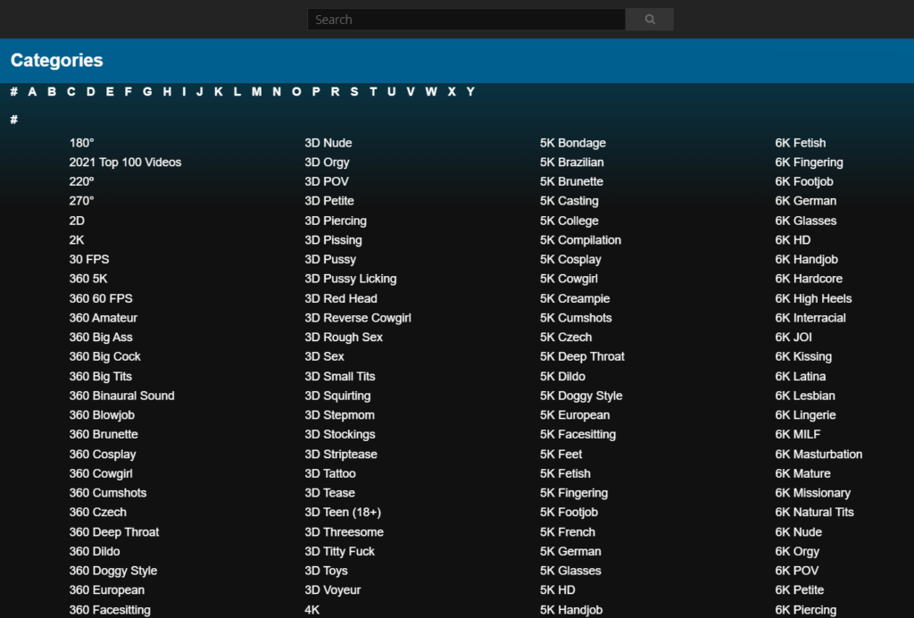 VRPorn.com categories